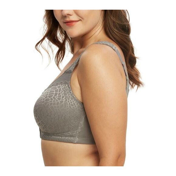 DELIMIRA Women's Front Closure Posture Wireless Back Full Coverage Bra - Picture 3 of 6